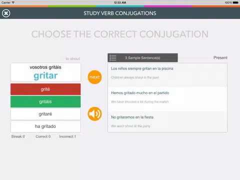 Spanish Verb Coach - Learn Subject Pronouns and Practice Verb Conjugations iPad Screenshots