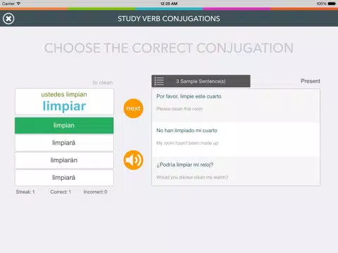 Spanish Verb Coach - Learn Subject Pronouns and Practice Verb Conjugations iPad Screenshots