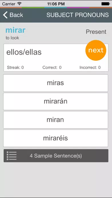 Spanish Verb Coach - Learn Subject Pronouns and Practice Verb Conjugations Screenshots