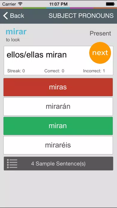 Spanish Verb Coach - Learn Subject Pronouns and Practice Verb Conjugations Screenshots