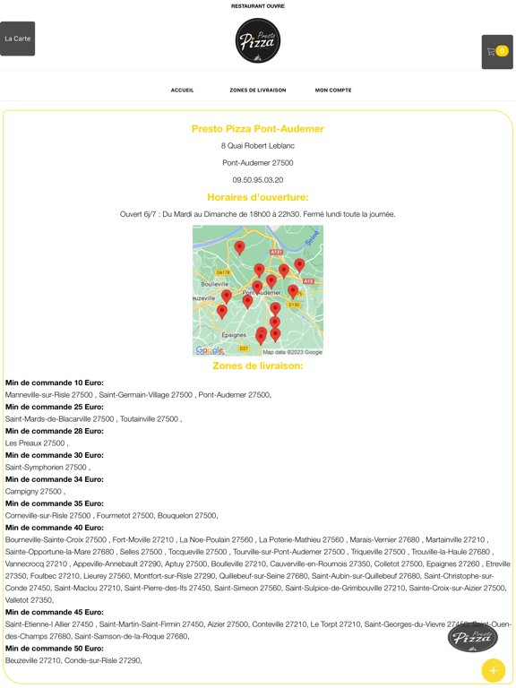 PRESTO PIZZA PONT AUDEMER iPad Screenshots