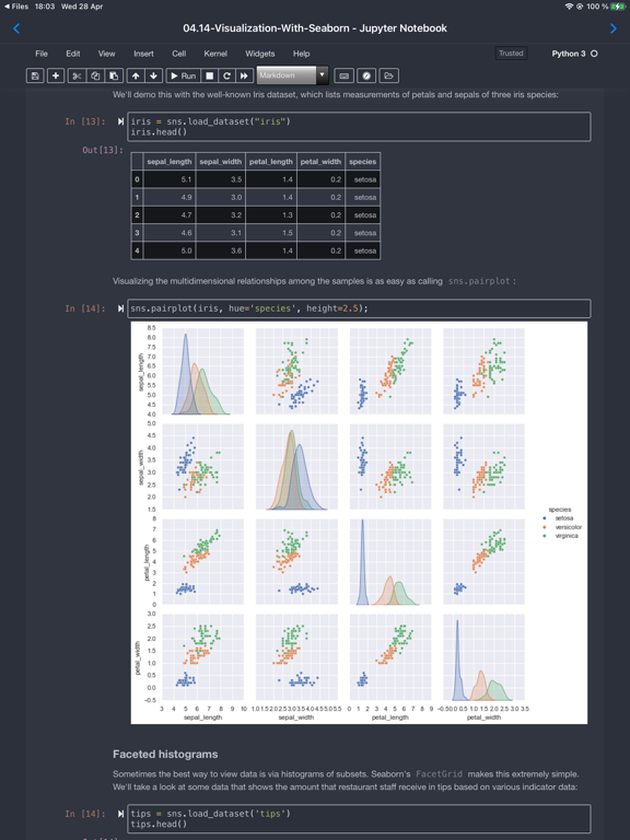 Carnets - Jupyter (with scipy) iPad Screenshots