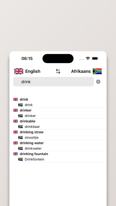 Afrikaans-English Dictionary Screenshots