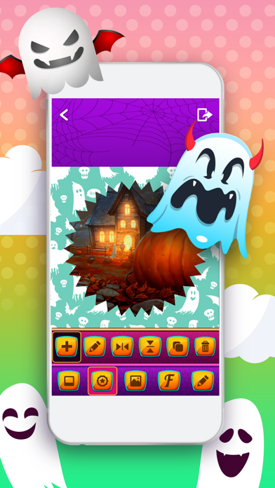 Quick Text on Photo Editor- Add Cute Stickers and Write Captions in Colorful Ghost Frames Screenshots