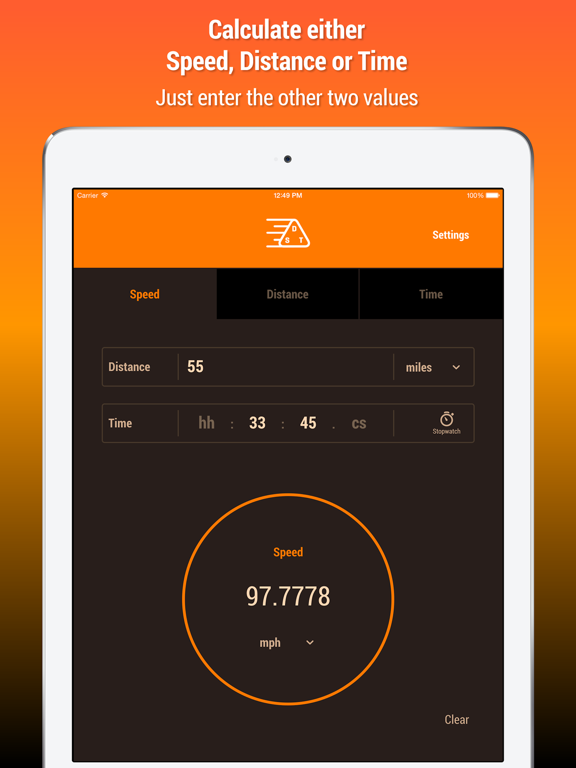 Speed Distance Time Calculator iPad Screenshots