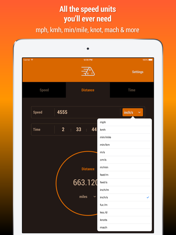 Speed Distance Time Calculator iPad Screenshots