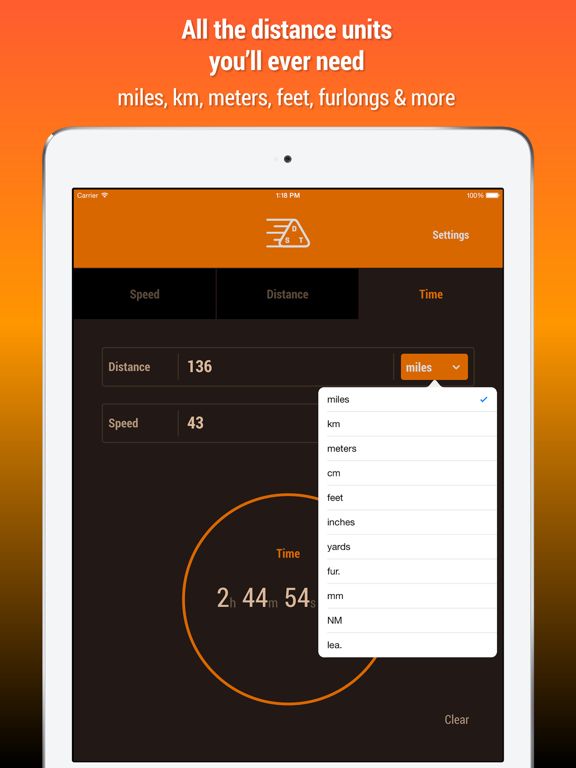 Speed Distance Time Calculator iPad Screenshots