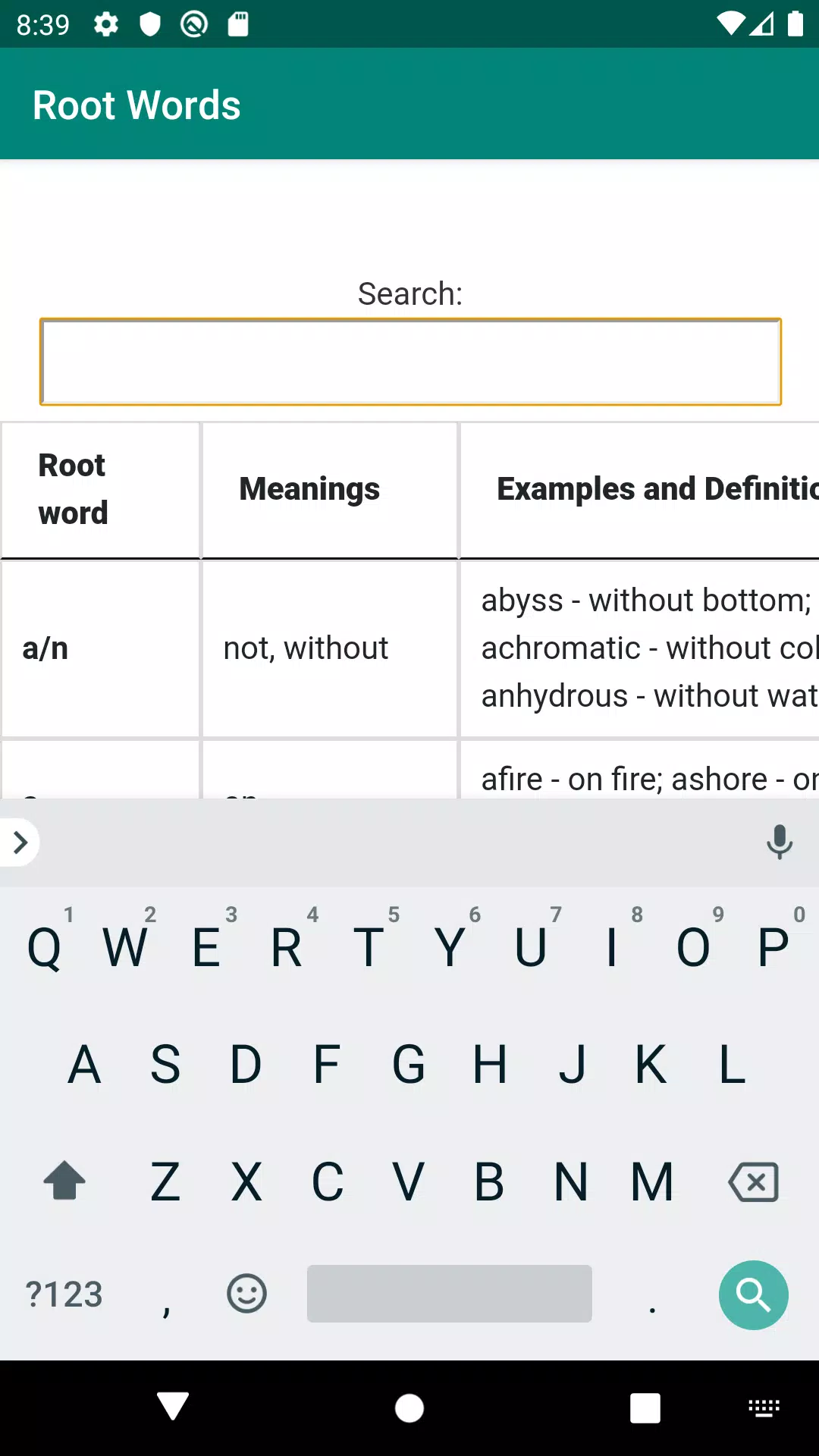 English Root Words & Meanings Screenshots