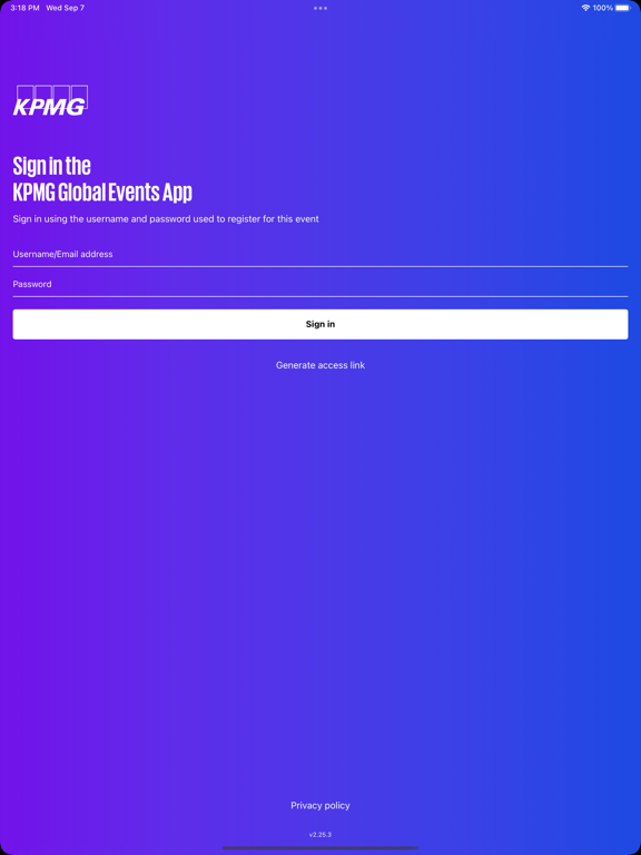 KPMG Global Events iPad Screenshots