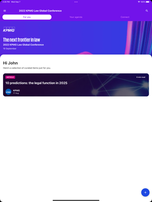 KPMG Global Events iPad Screenshots