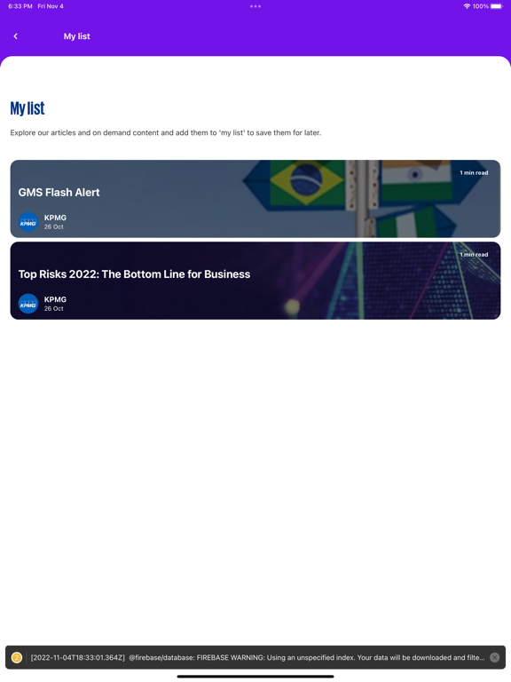 KPMG Global Events iPad Screenshots