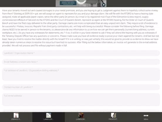 Alberta Tenancy Services iPad Screenshots