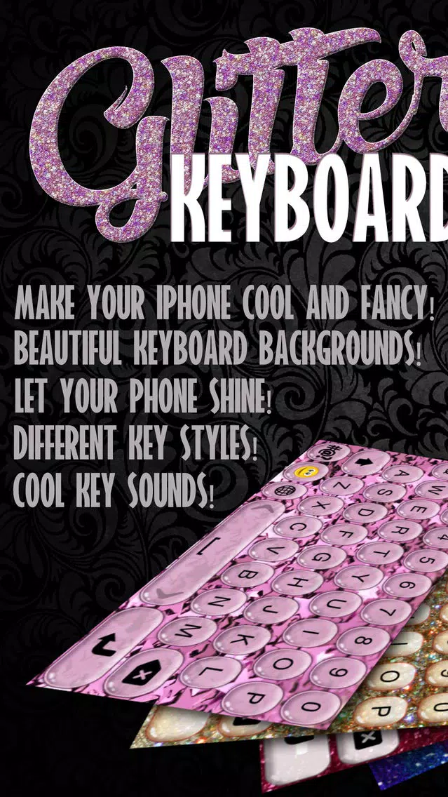 Glitter Keyboard Skins – Customize Keyboards with Glowing Backgrounds, New Emoji.s and Fonts Screenshots