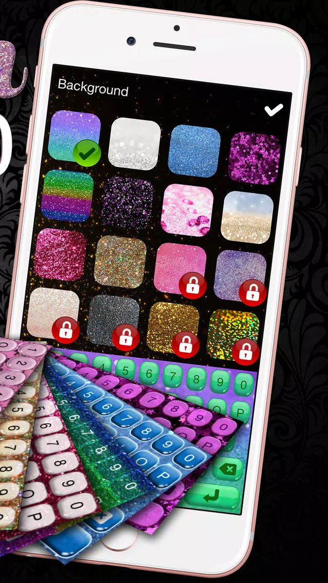 Glitter Keyboard Skins – Customize Keyboards with Glowing Backgrounds, New Emoji.s and Fonts Screenshots