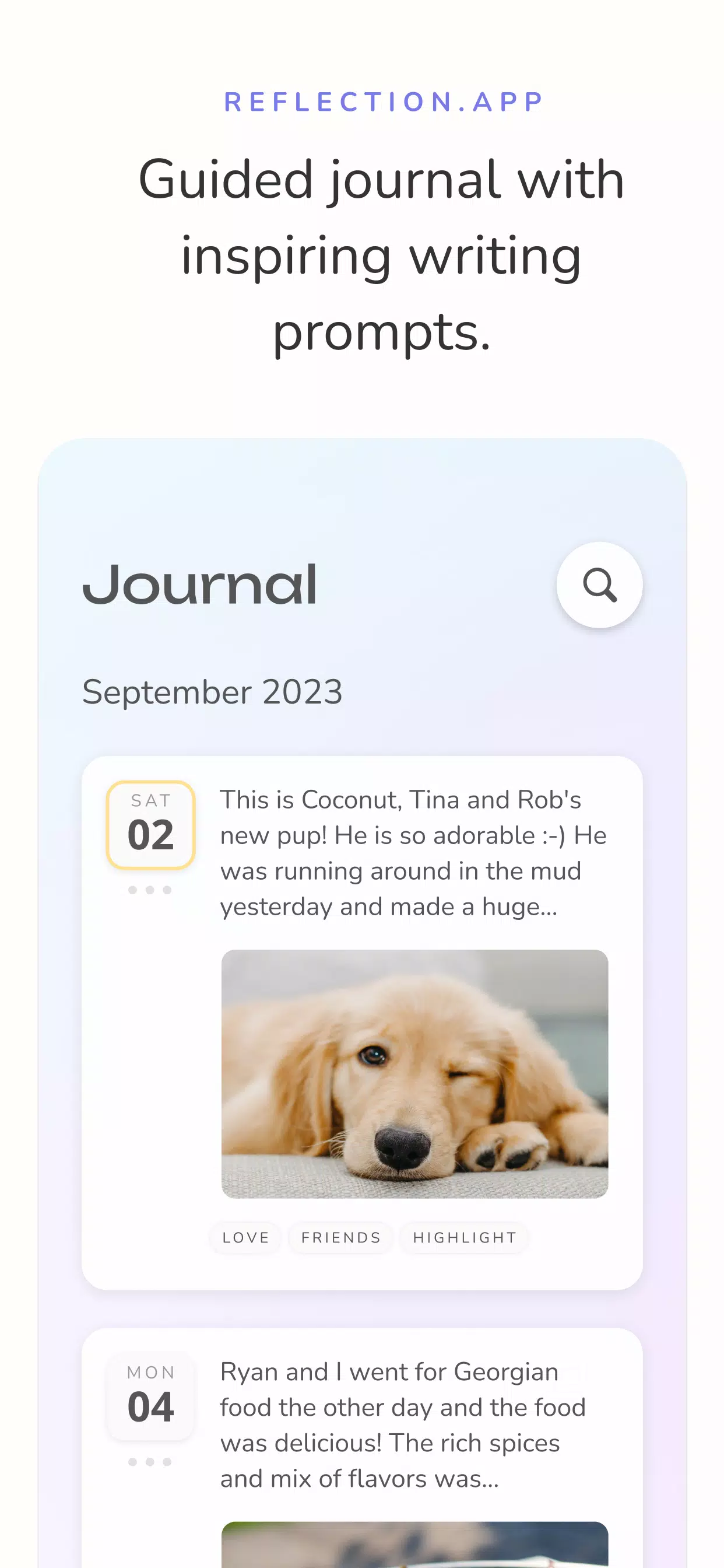 Reflection Journal & Prompts Screenshots
