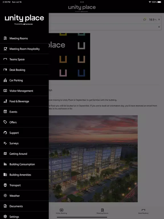 Unity Place Workspace iPad Screenshots