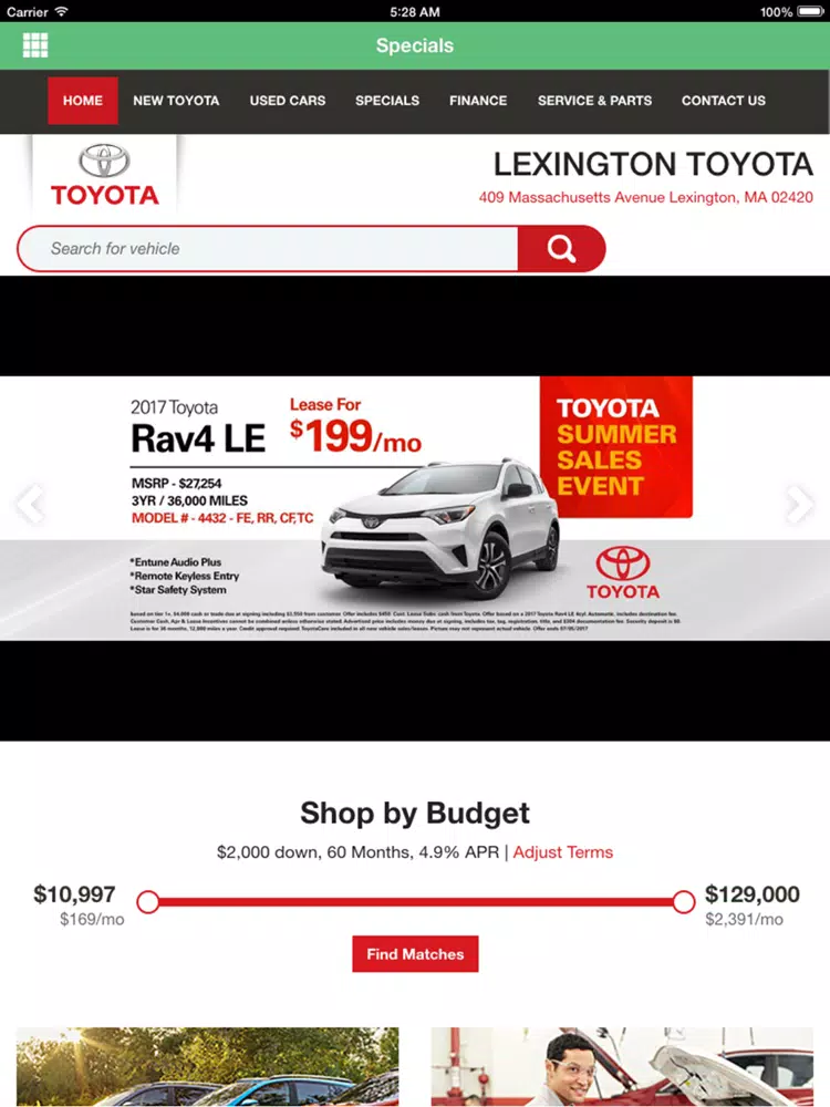 Lexington Toyota iPad Screenshots