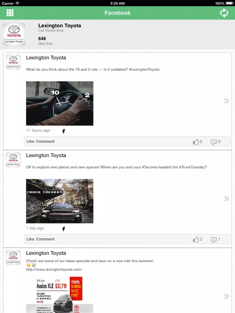 Lexington Toyota iPad Screenshots