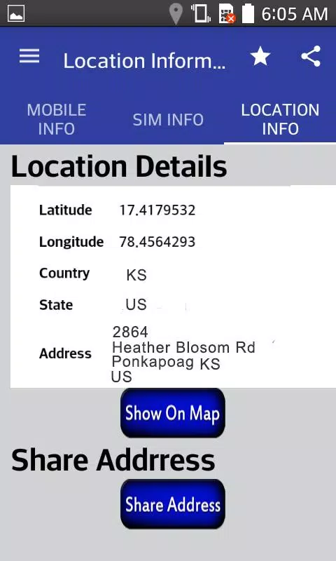 Mobile, SIM and Location Info Screenshots