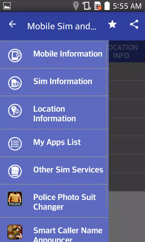 Mobile, SIM and Location Info Screenshots