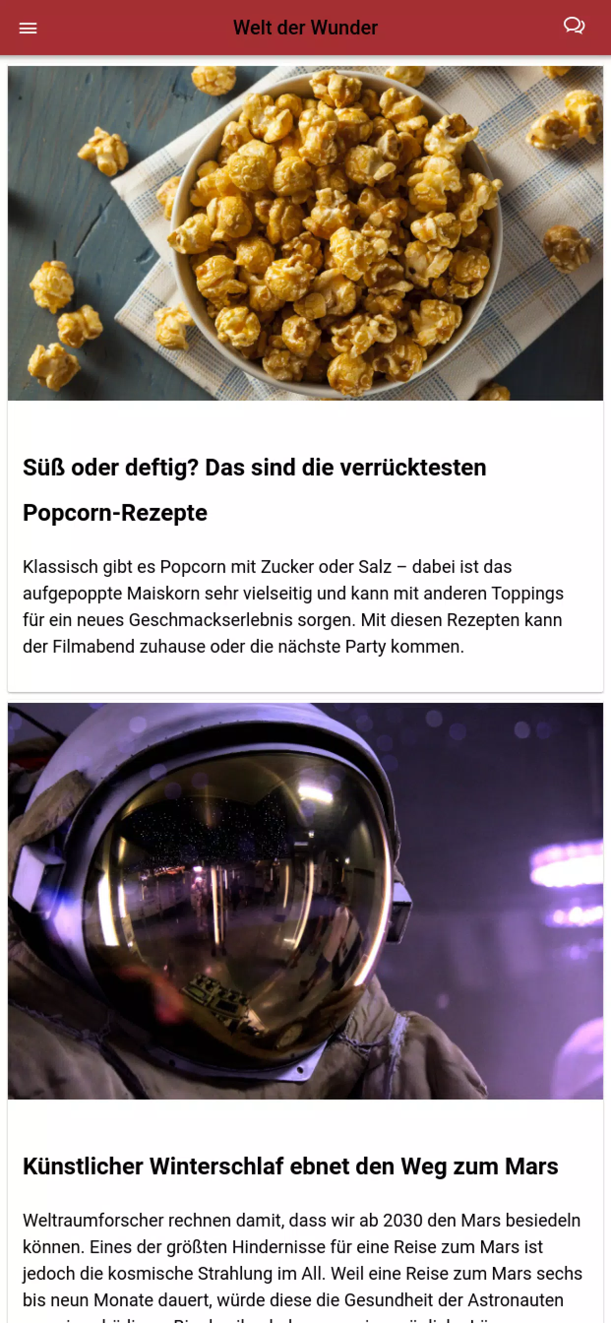 Welt der Wunder - die App Screenshots