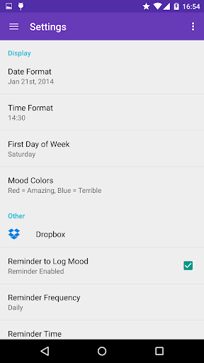 Mood Log Screenshots