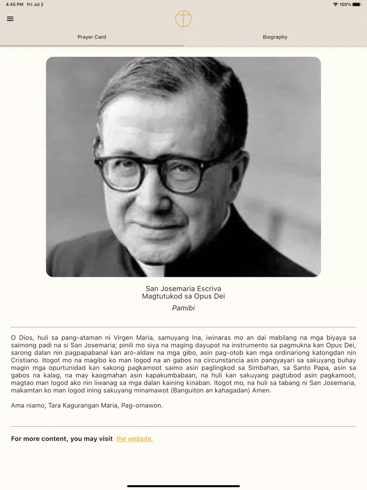 Opus Dei Prayer Cards iPad Screenshots