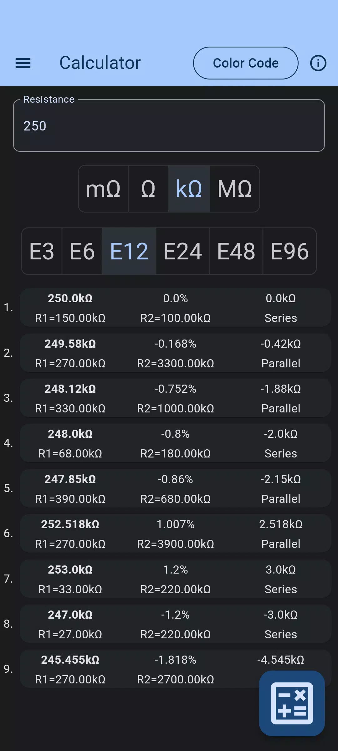 Resistor Finder Screenshots