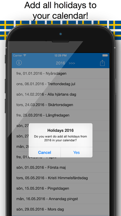 Svenska Helgdagar - Kalender 2016 i Sverige för Semester och Lov Planering Screenshots
