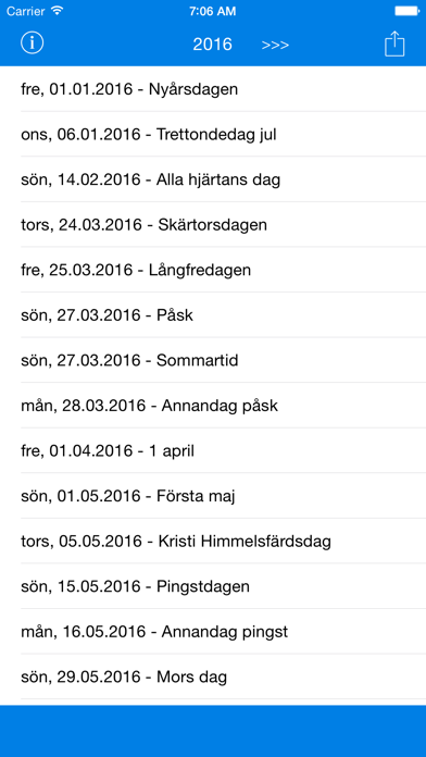 Svenska Helgdagar - Kalender 2016 i Sverige för Semester och Lov Planering Screenshots