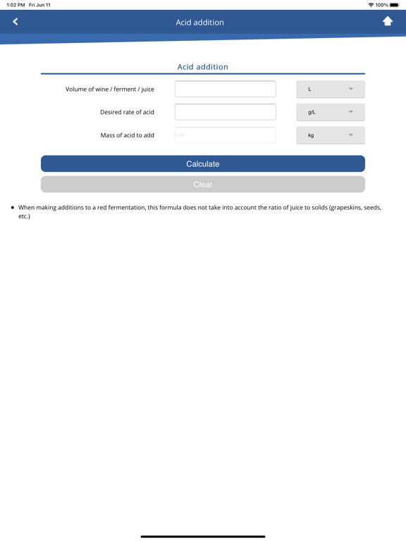 AWRI Winemaking Calculators iPad Screenshots