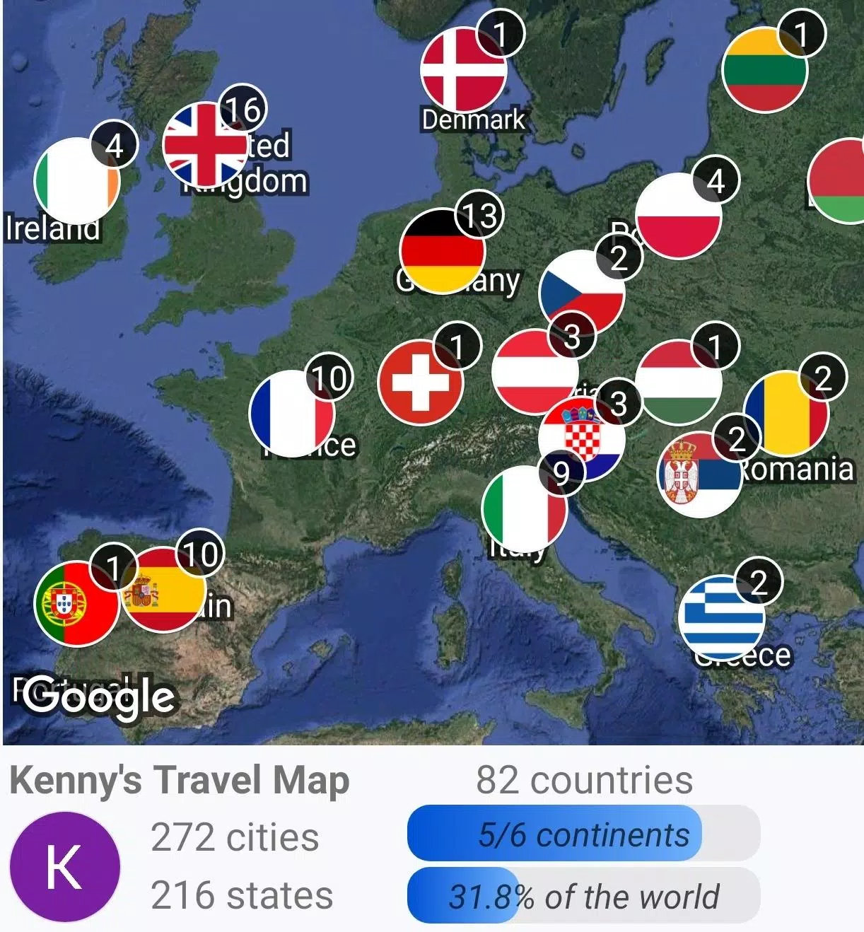 Travel Mapper Screenshots