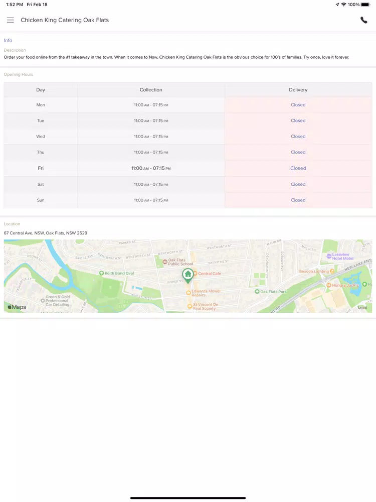 Chicken King Catering Oak iPad Screenshots
