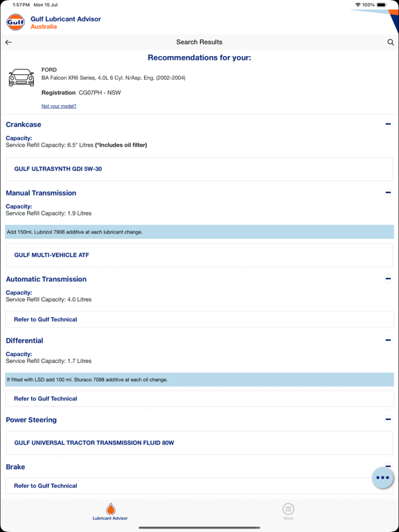 NetLube GulfOil Australia iPad Screenshots