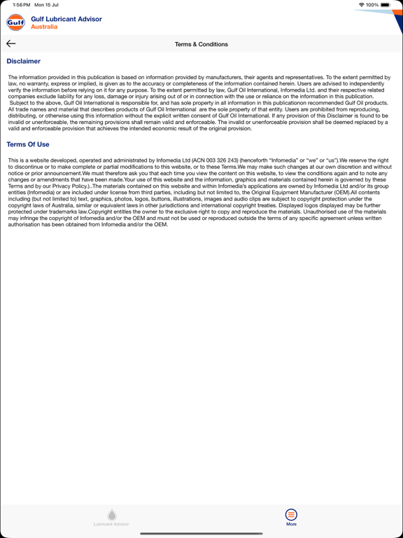 NetLube GulfOil Australia iPad Screenshots