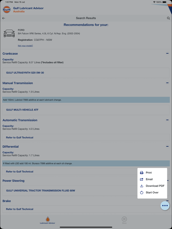NetLube GulfOil Australia iPad Screenshots
