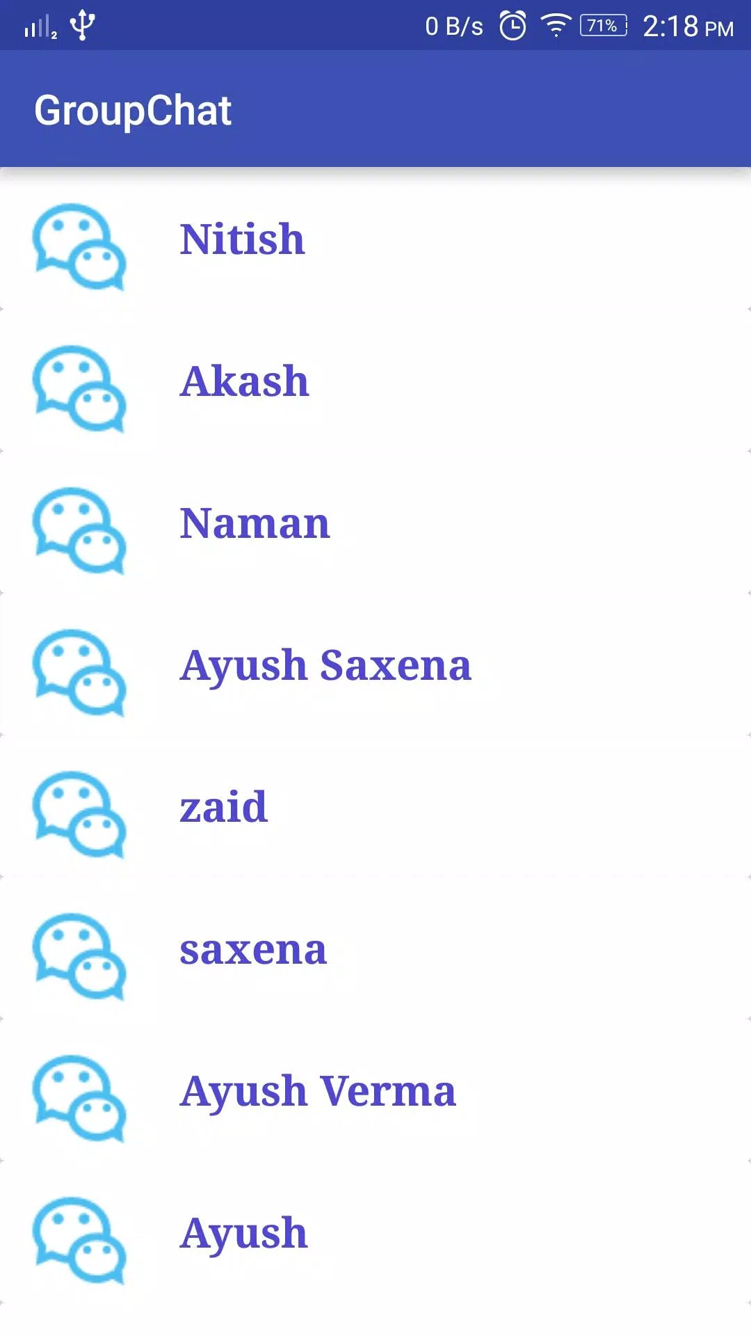 Group Chat with Firebase Screenshots