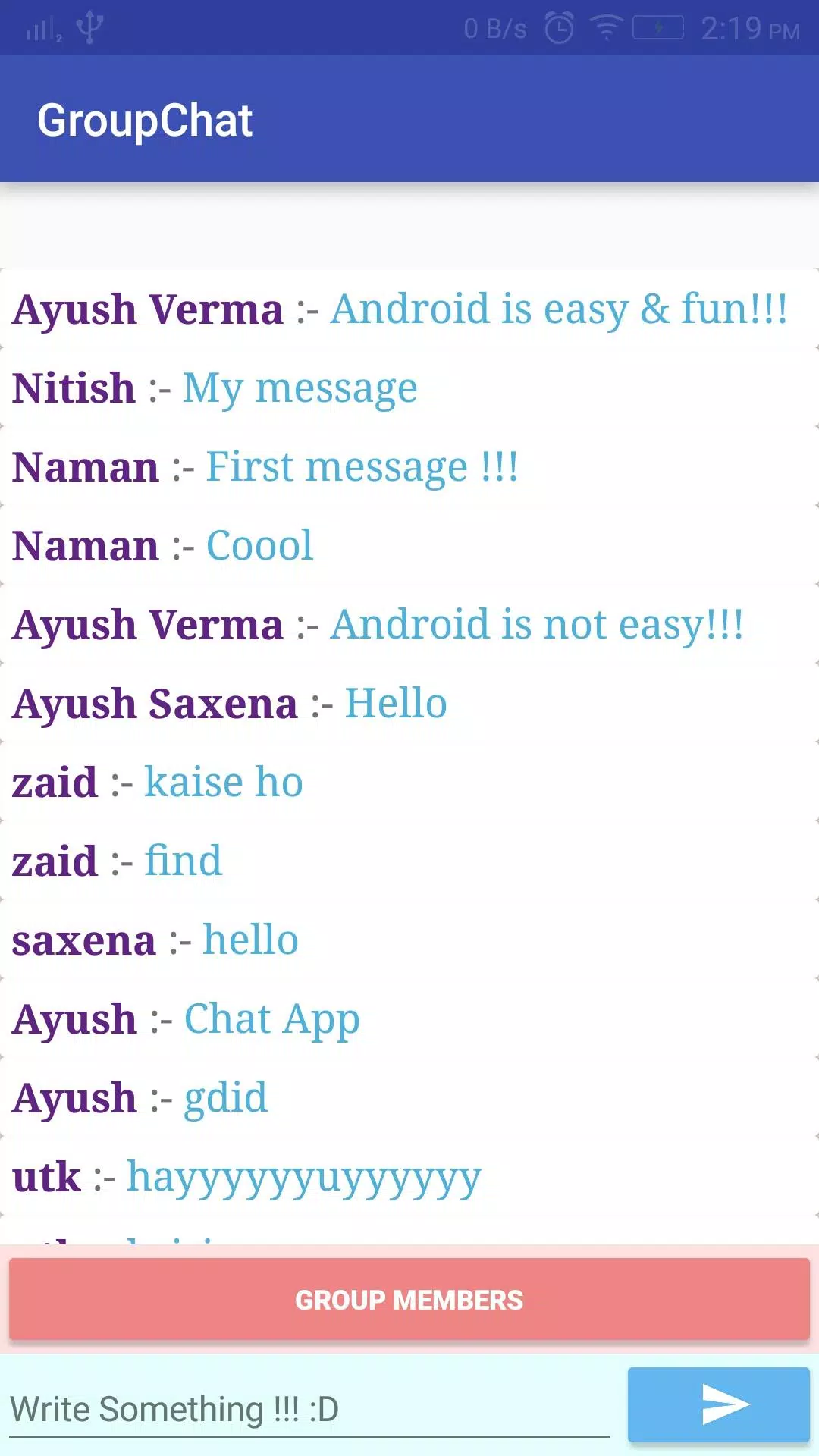 Group Chat with Firebase Screenshots