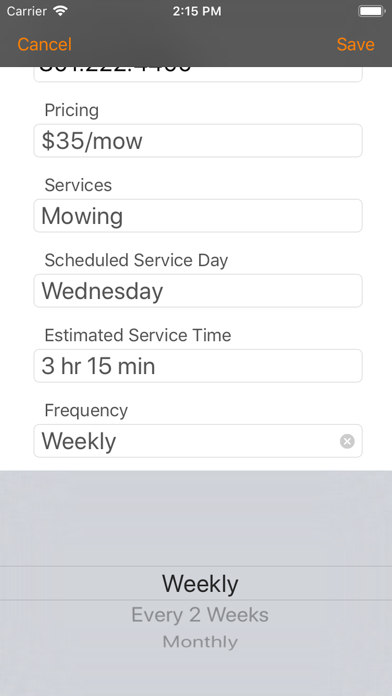 LawnClient - Job Tracking Screenshots