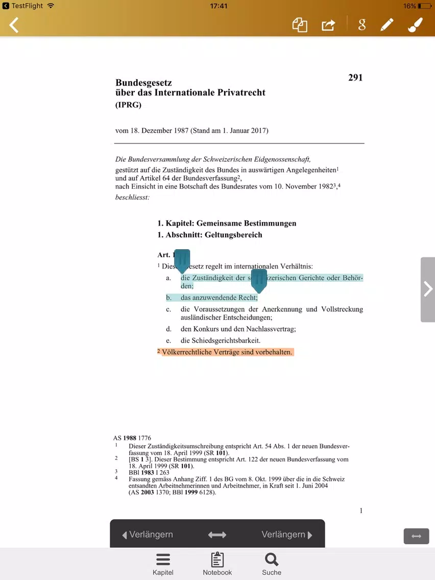 IPRG - Internationales Privatrecht der Schweiz iPad Screenshots