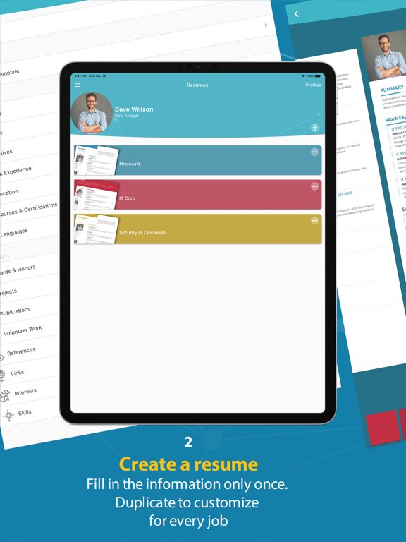 CV | Curriculum vitae iPad Screenshots