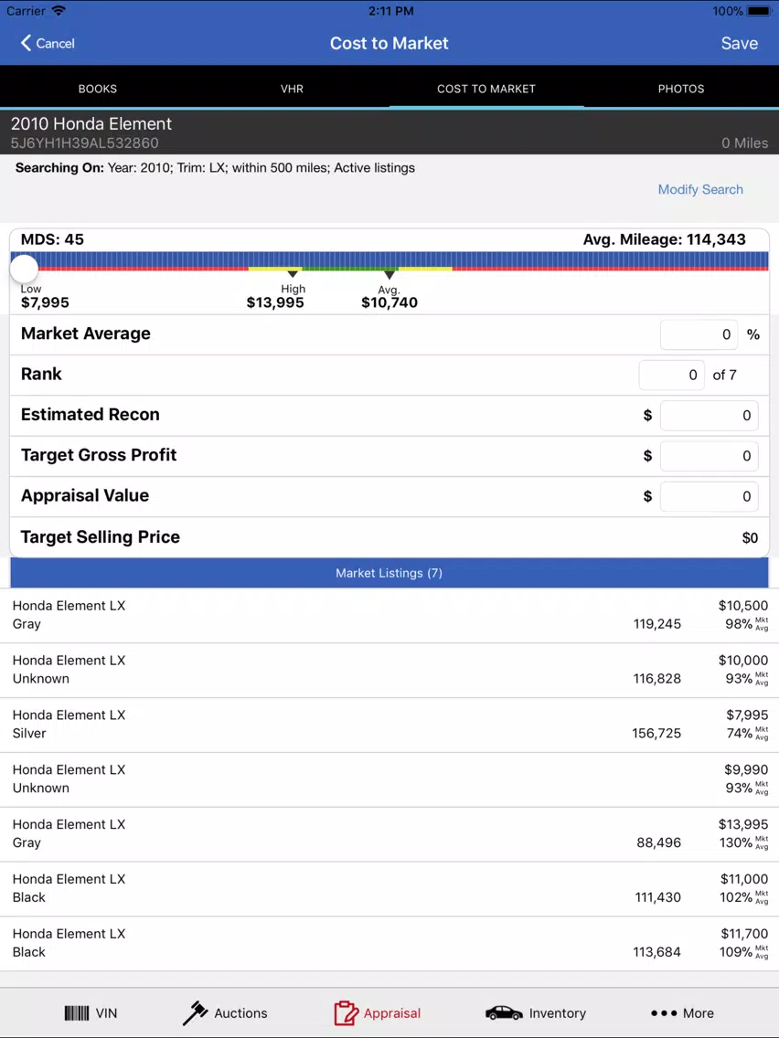 FirstLook Mobile Appraiser iPad Screenshots