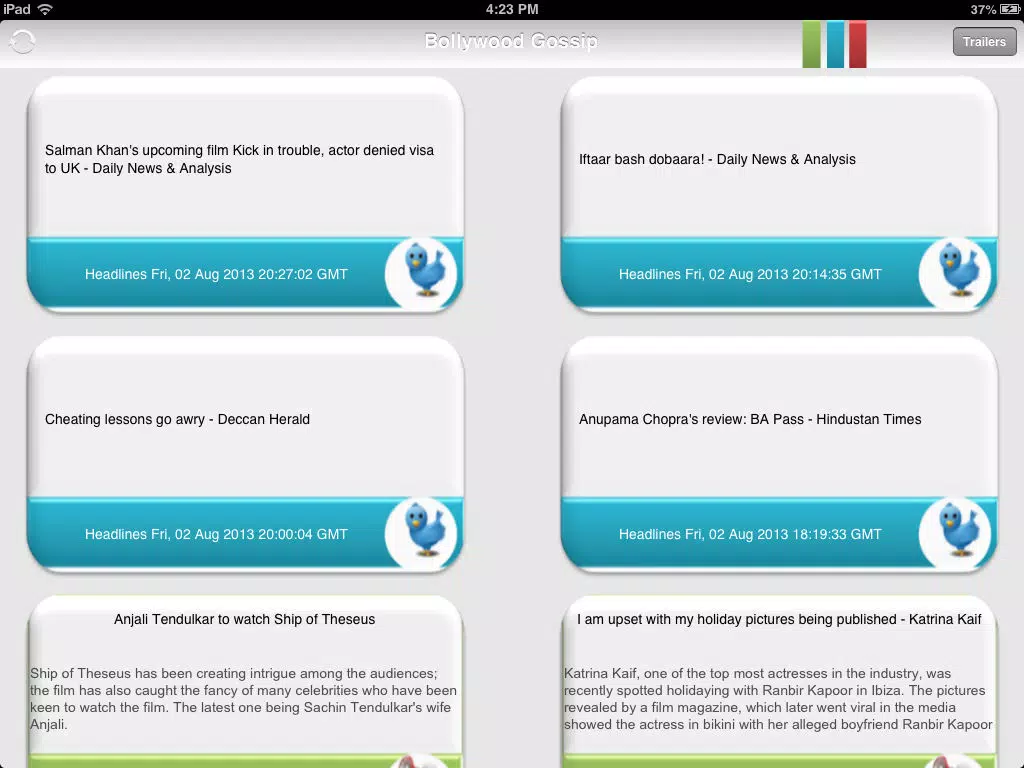 Bollywood Gossip :Indian Bollywood News and Trailers. iPad Screenshots