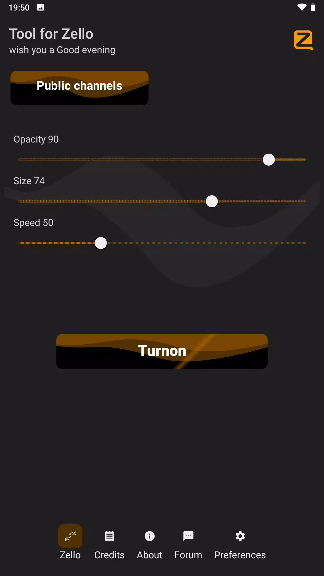 Button for the Zello Screenshots