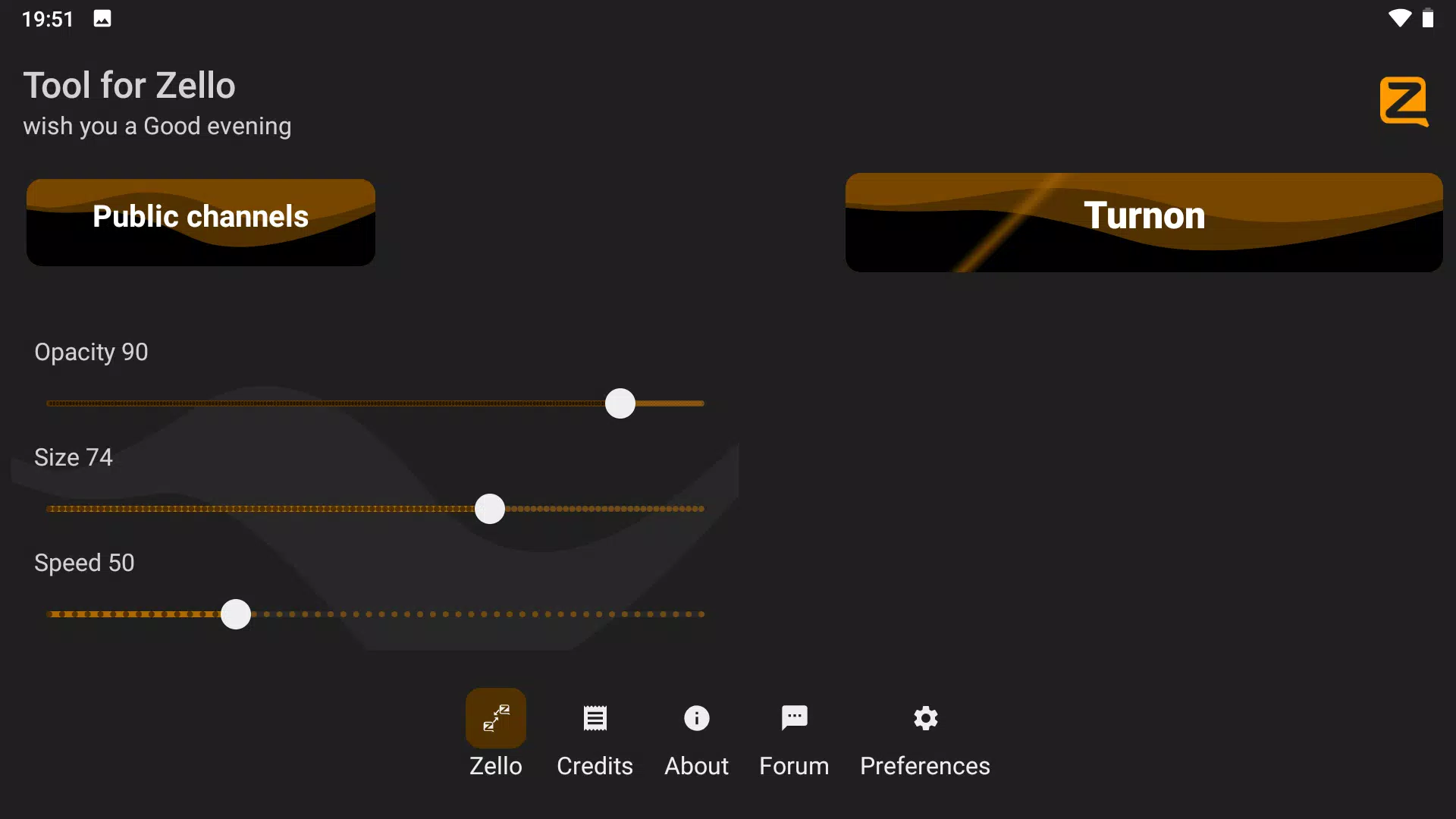 Button for the Zello Screenshots