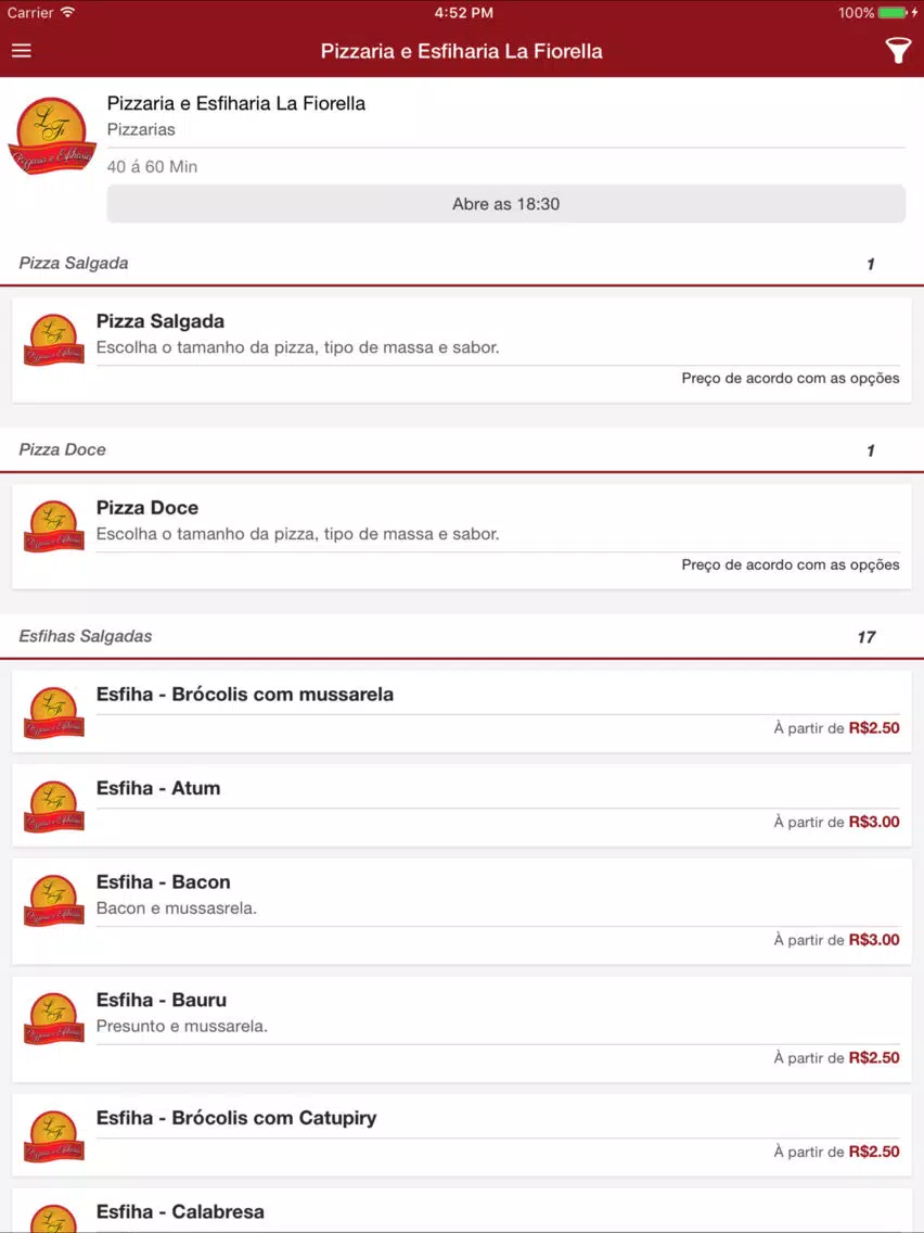 Pizzaria Esfiharia La Fiorella iPad Screenshots