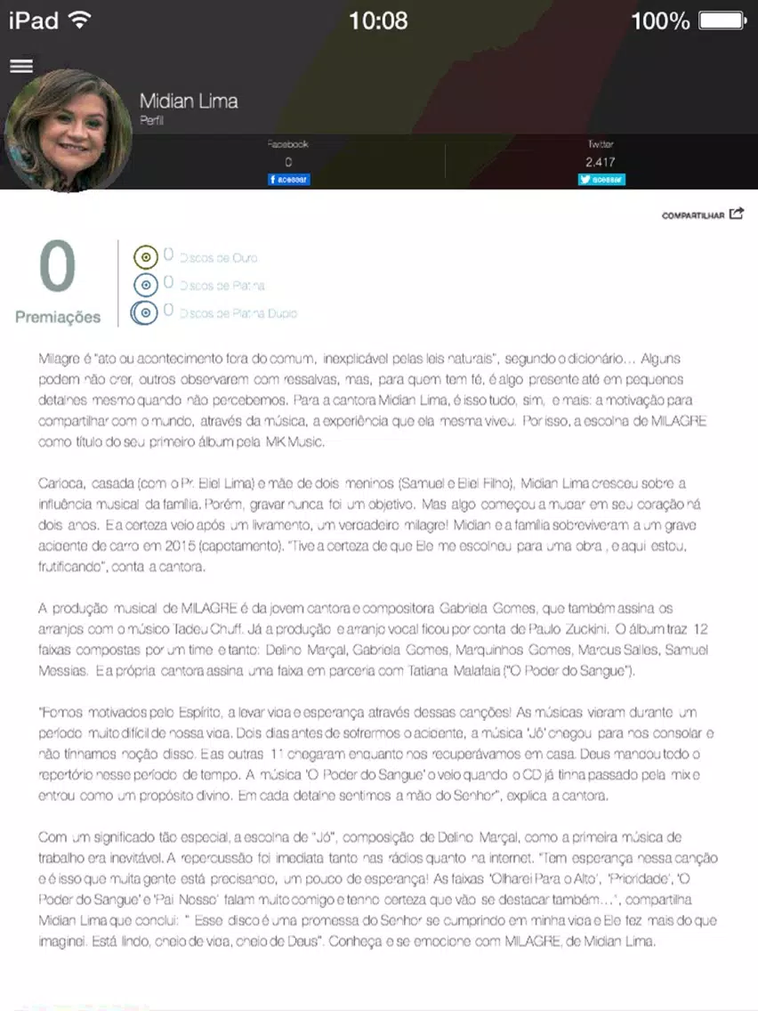 Midian Lima - Oficial iPad Screenshots