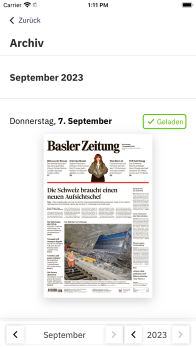 Capturas de pantalla de Basler Zeitung E-Paper