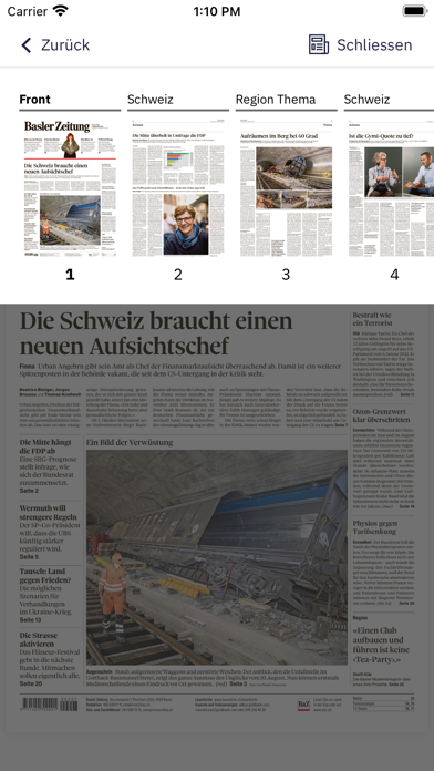 Capturas de pantalla de Basler Zeitung E-Paper