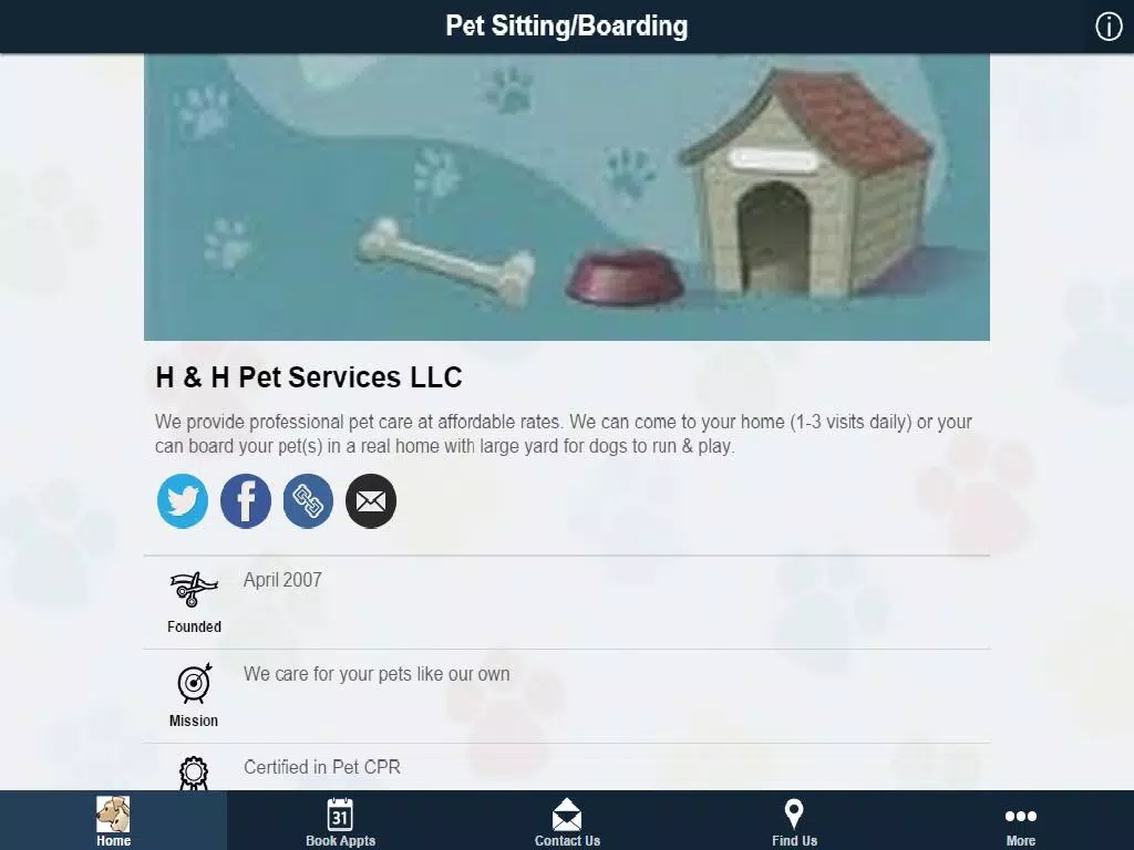 H & H Pet Services iPad Screenshots